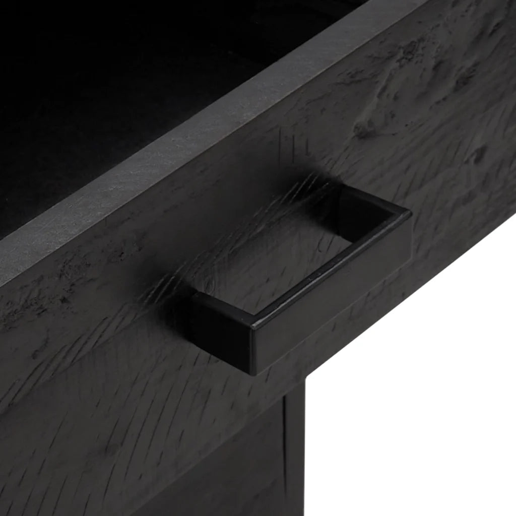 Set di 2 Comodini | Armadio da Notte | Mobiletto da notte Neri 36x30x45 cm in Legno Massello di Pino