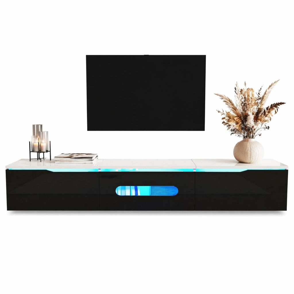 Mobile TV 180 cm nero e bianco con LED a 16 colori via Bluetooth; 3 ante