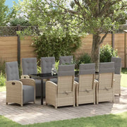 Set da Pranzo per Giardino con cuscino 9 pcs Beige polyrattan 3380343
