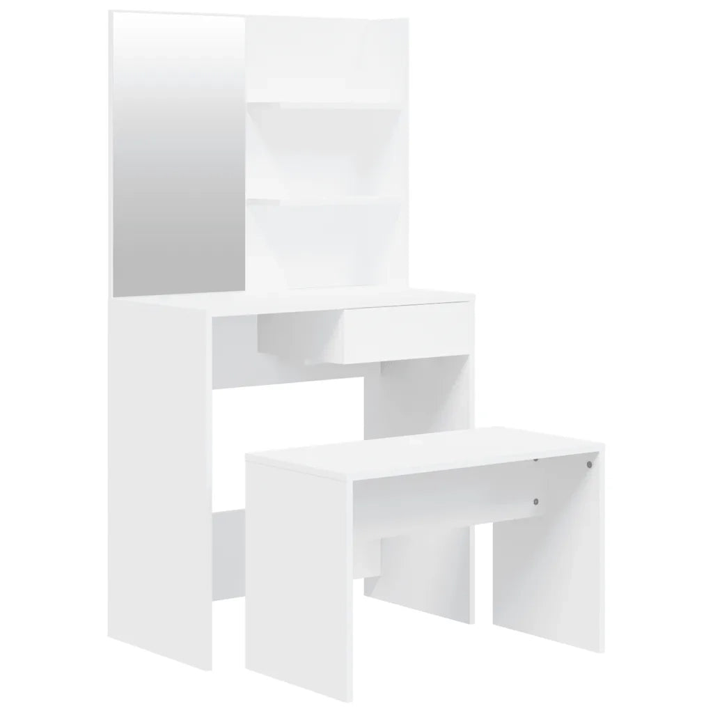 Set Tavolo da Toeletta | Tavolo da Trucco Bianco 74,5x40x141 cm