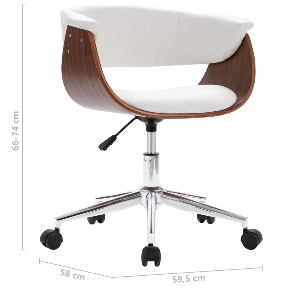 Sedia girevole da ufficio/studio in legno curvato e similpelle nera 02_0024084