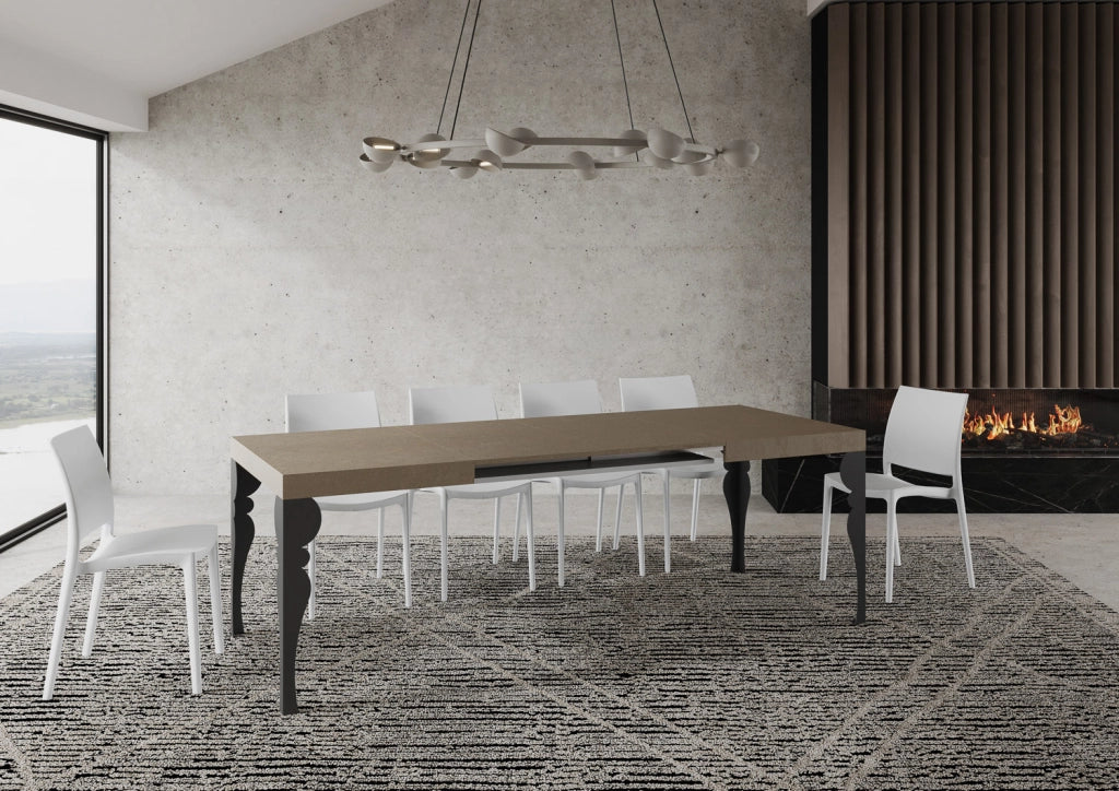 Tavolo allungabile 120/204x80 cm Paxon tortora gambe antracite