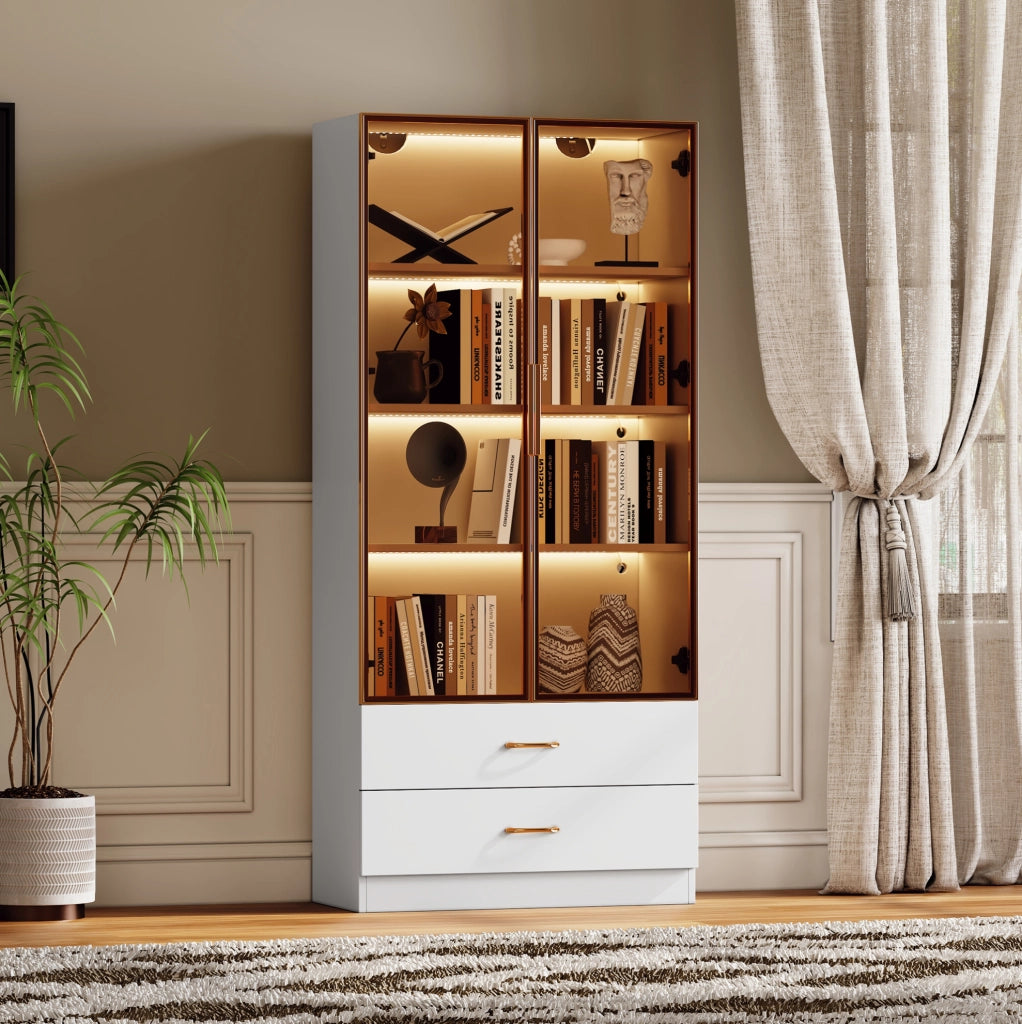 Mobile bagno alto con ante in vetro temperato; bianco; in MDF