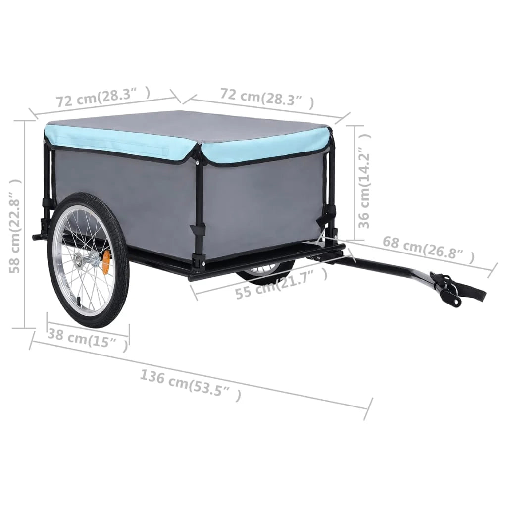 Rimorchio per bicicletta nero e blu 65 kg 02_0004481