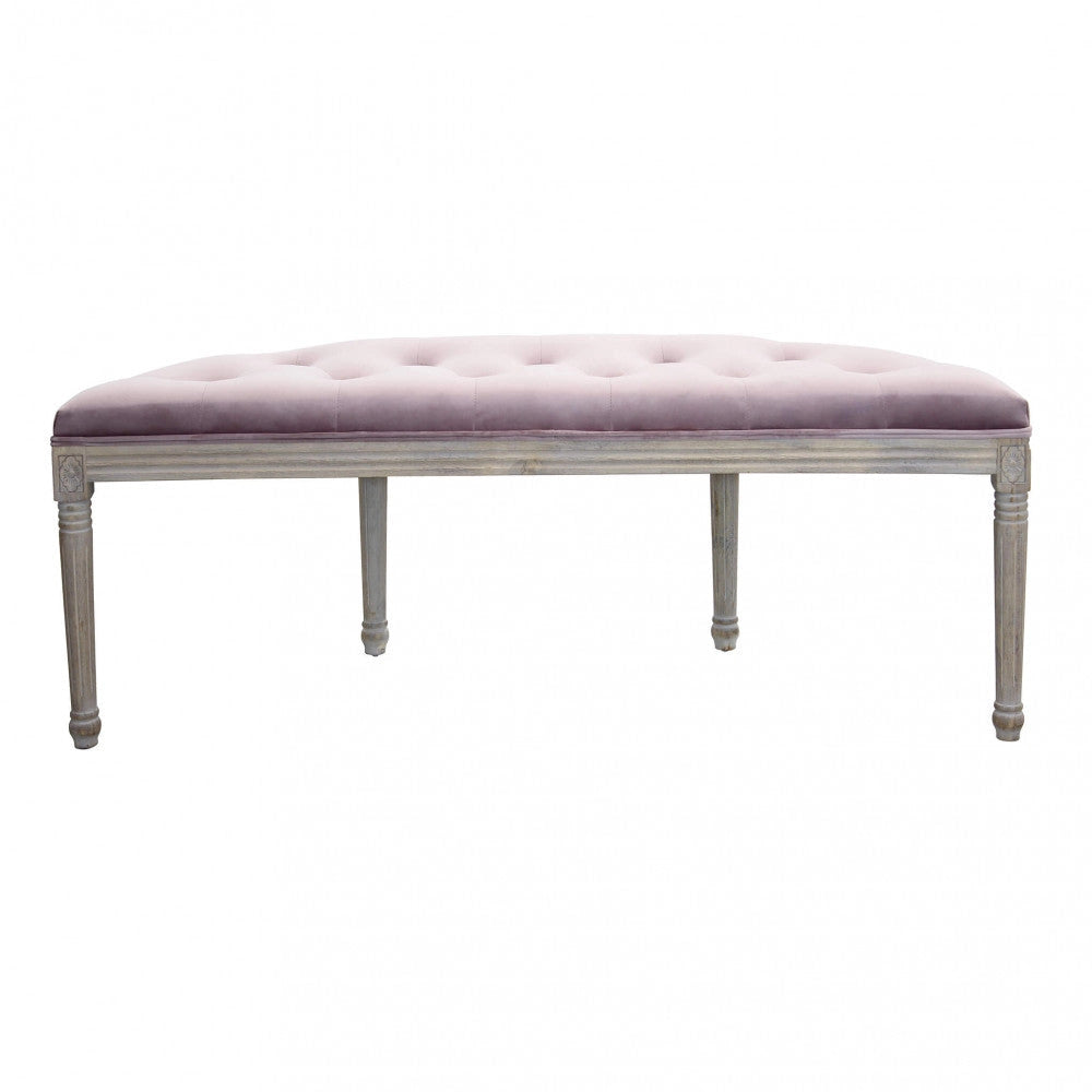 Panca Margi in Velluto Rosa 125x45x48 h cm in Legno Rosa