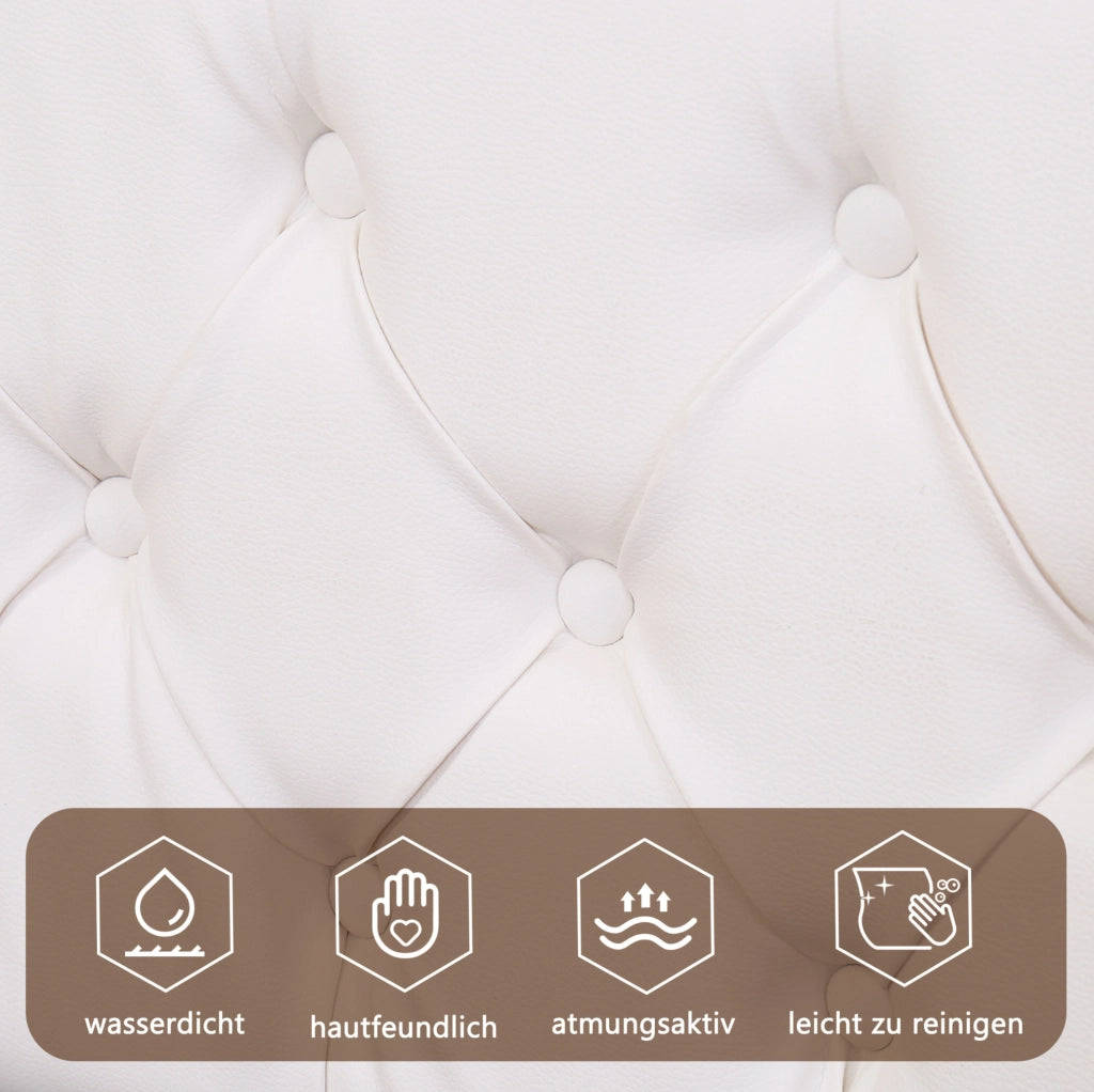 Letto imbottito 160x200 cm con LED e vano contenitore, bianco