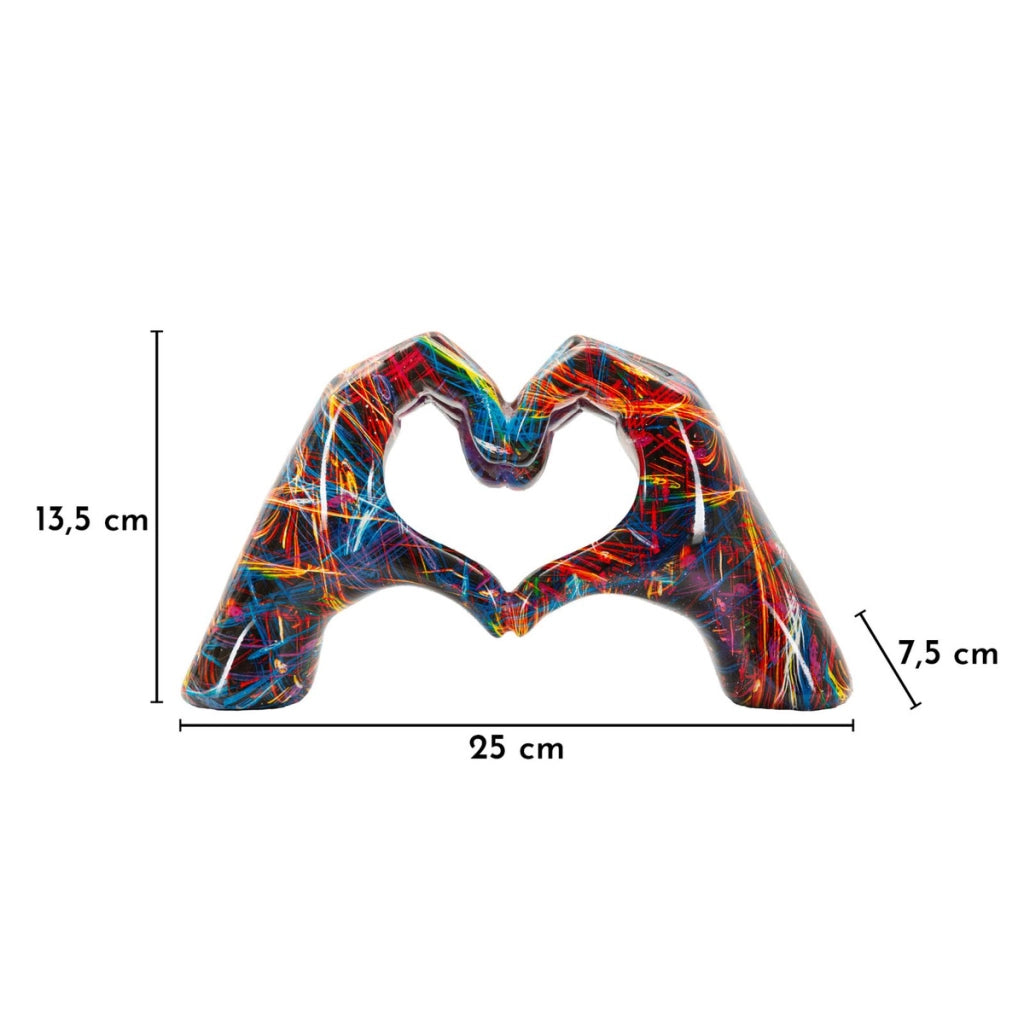 Scultura Cuore 26, Multicolore, Poliresina, 25x7,5x13,5 cm