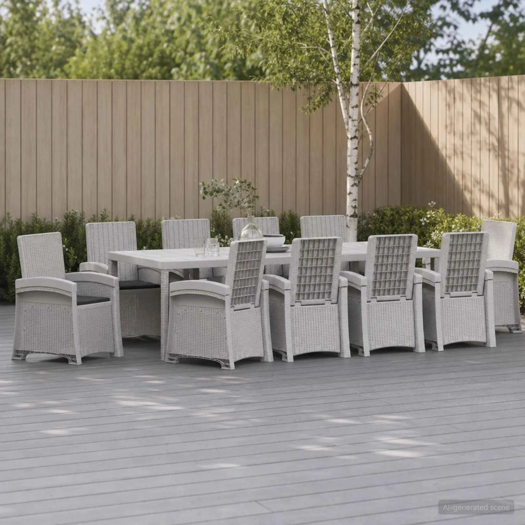 Set da Pranzo per Giardino 11 pz Bianco e Antracite PP 3430176