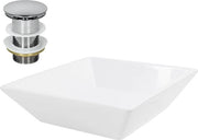 Wastafel con sciacquone in alluminio senza overflow 41x41x12 cm ceramica bianca design ML