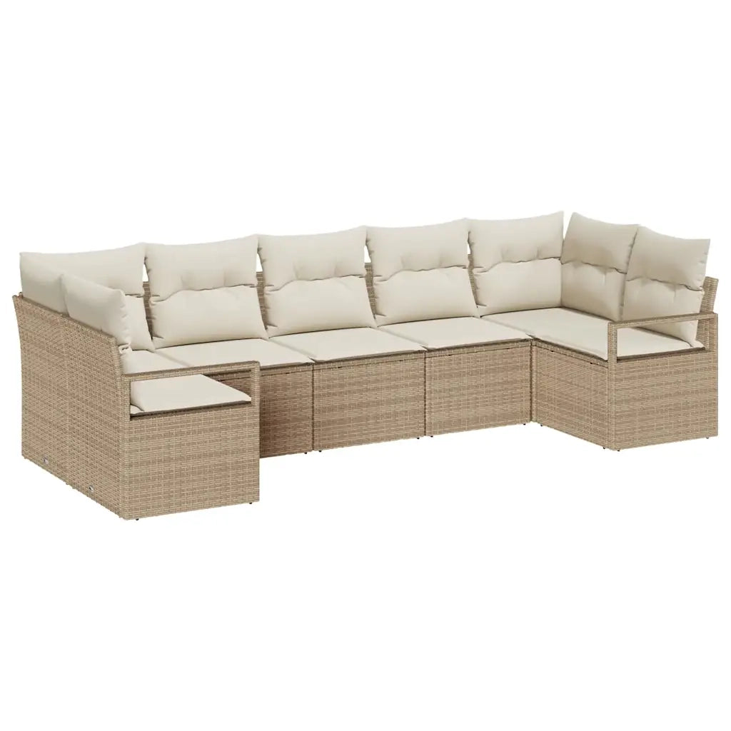 Set Divano da Giardino 7 pcs Beige e Bianco polyrattan
