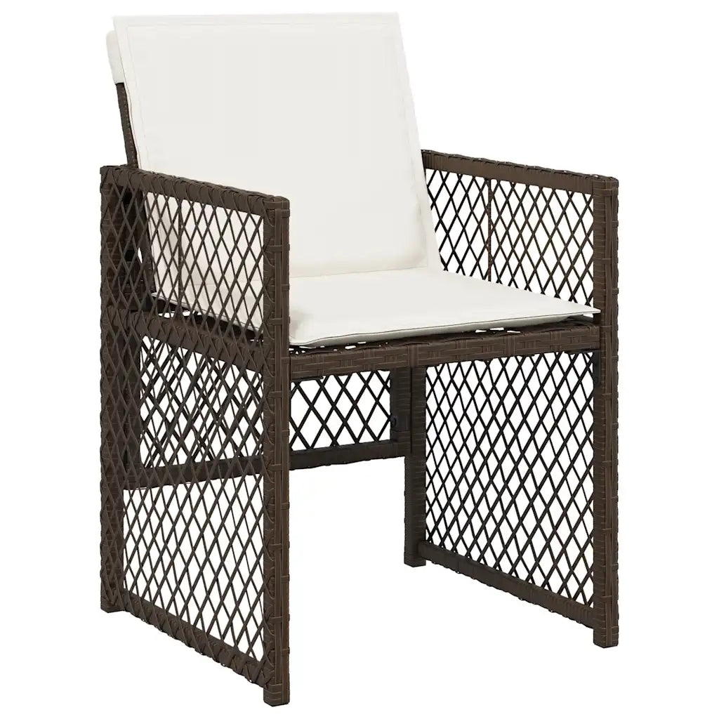 Set da Pranzo da Giardino 11 pz con Cuscini Polyrattan Marrone 3210849