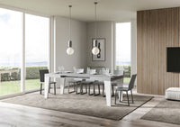 Tavolo Allungabile 130/390x90x77 cm Naxy Mix piano Cemento gambe Bianco Frassino