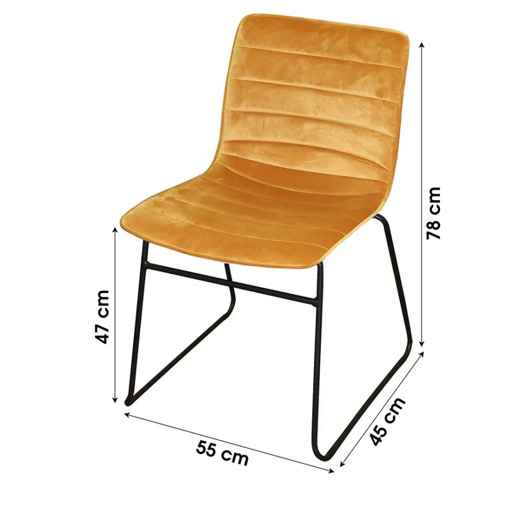 Set di 4 sedie in velluto a coste giallo collezione NETS stile industriale