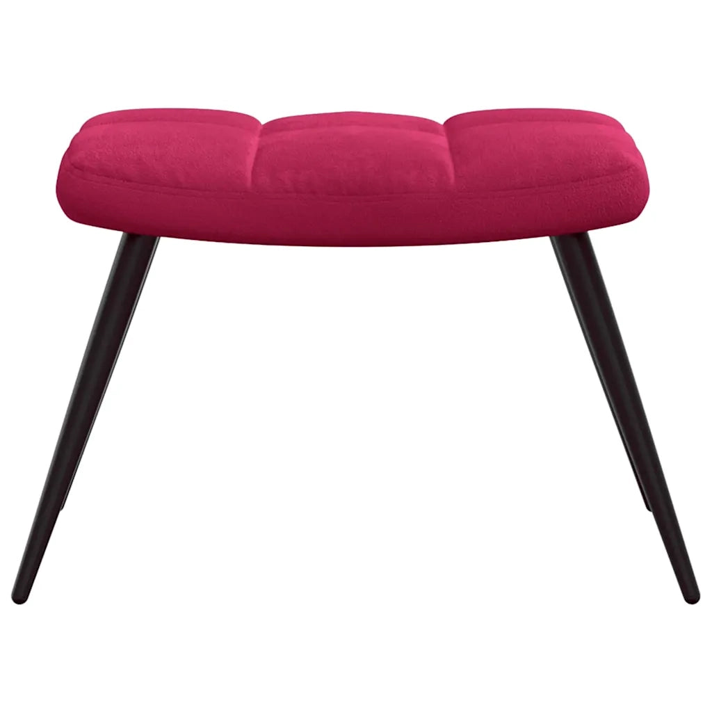 Divano Sedia-Poltrona Relax con Poggiapiedi Rosso Vino in Velluto 174779