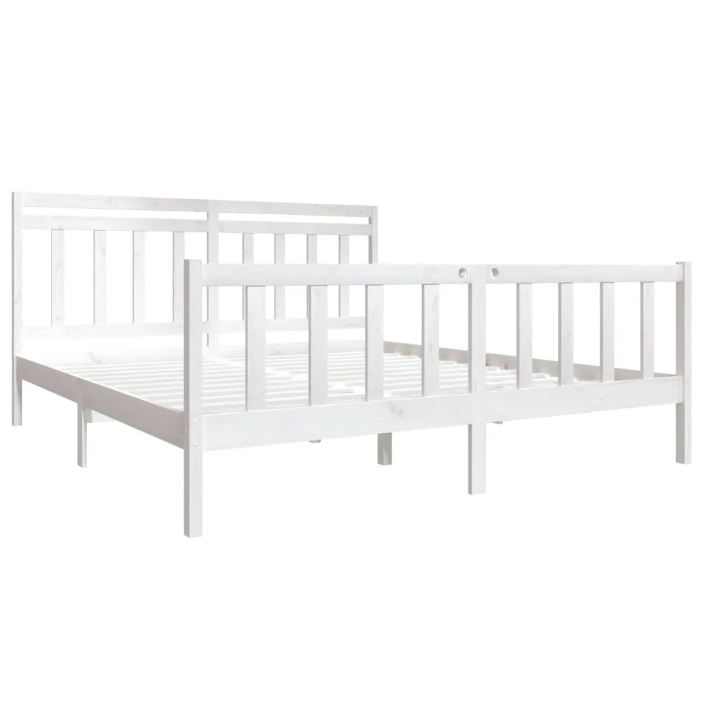 Giroletto-Struttura Letto Bianco 180x200 cm Super King in Legno Massello 913507