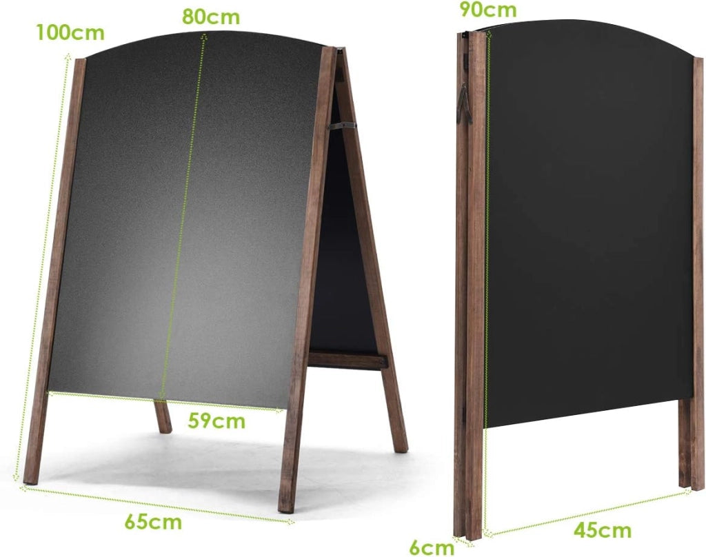 Lavagna con Cavalletto, Lavagna da Pavimento, Lavagna da Terra in Legno, Lavagna Pieghevole, con Cornice e Pennarelli, per Bar, Ristorante, Negozio, Nero, (60 X 80 X101cm)