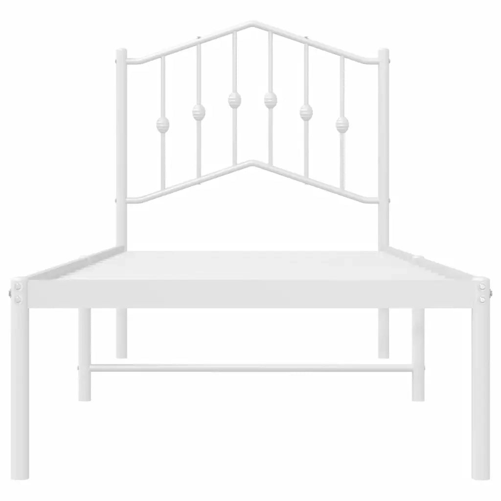 Letto singolo | Letto per adulti | Giroletto senza Materaso con Testiera Metallo Bianco 75x190 cm
