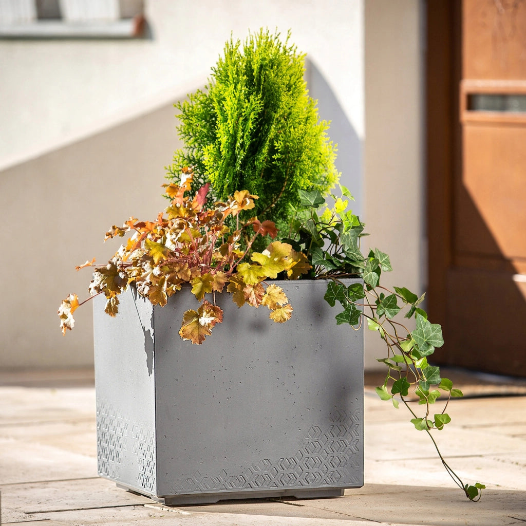 Vaso da giardino KADAX, 40 cm, con supporto su ruote, effetto cemento, ideale per terrazza.