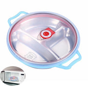 Magnetronbord 1300 ml con coperchio 22 cm per la confezione e conservazione in frigorifero di resti di cibo con 3 compartimenti Coperchio con ventilazione BPA-free (blu)