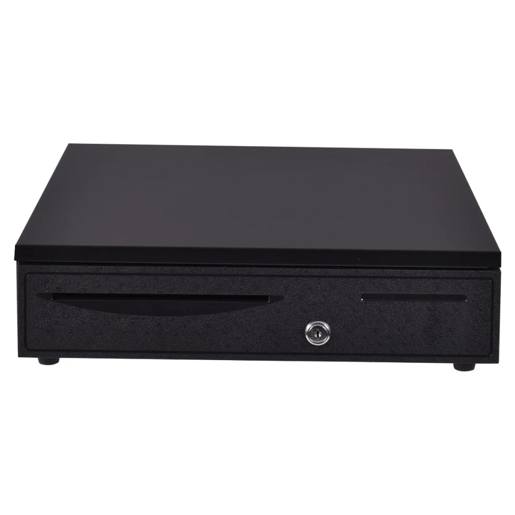 Cassetto portadenaro scorrevole 40,5 x 42 x 9 cm con serratura a chiave e vassoio estraibile moderno acciaio nero 20_0014343