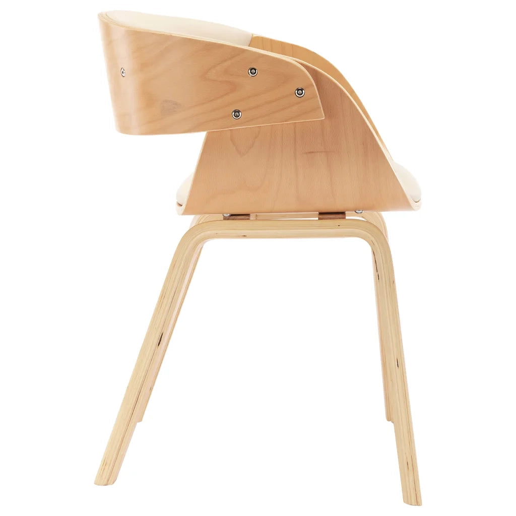 Sedie da Pranzo 2 pz Crema in Legno Piegato e Similpelle cod mxl 18668
