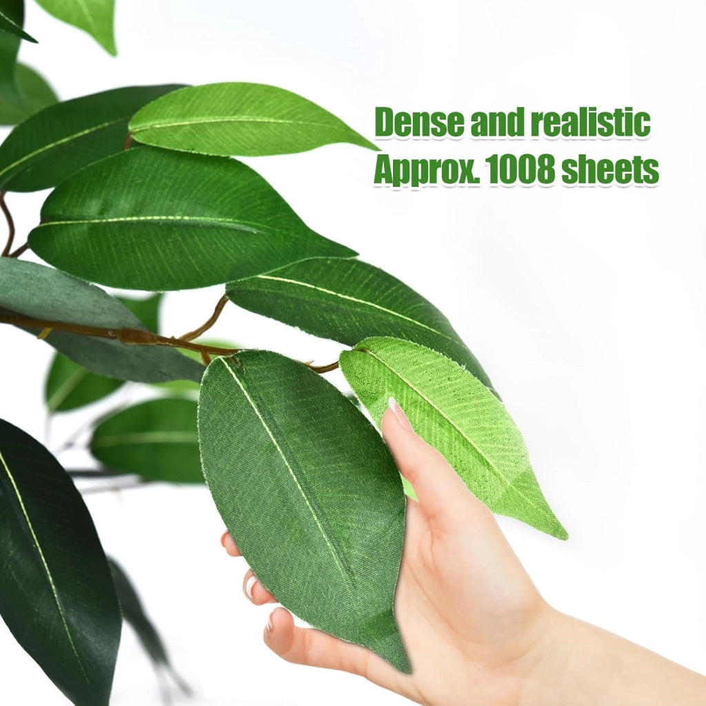 Pianta artificiale per esterni e interni, Ficus Artificiale Autentico 180 CM, 1008 Foglie, Grande Albero Artificiale, Decorazione Casa, Camera, Ufficio, Giardino