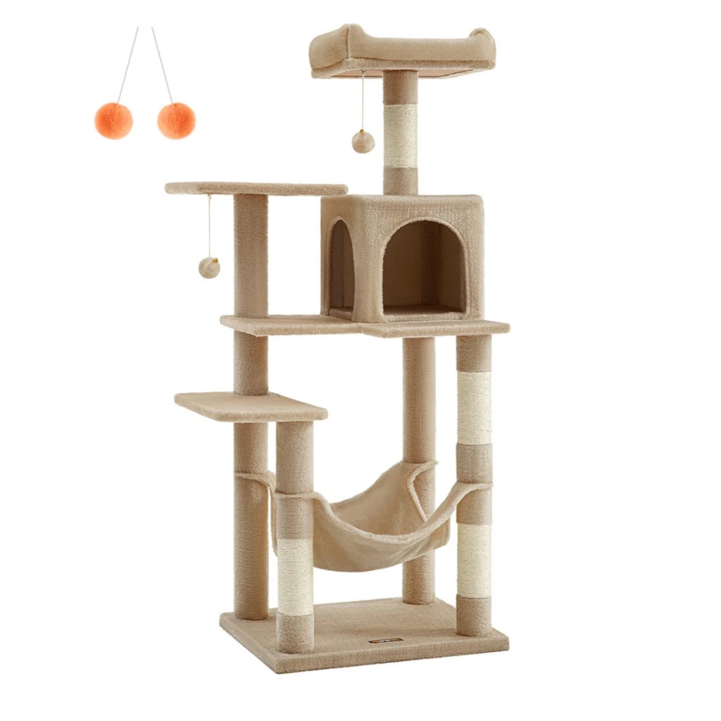 Albero per gatti con amaca torre da gioco 143 cm grigio chiaro 12_0003853