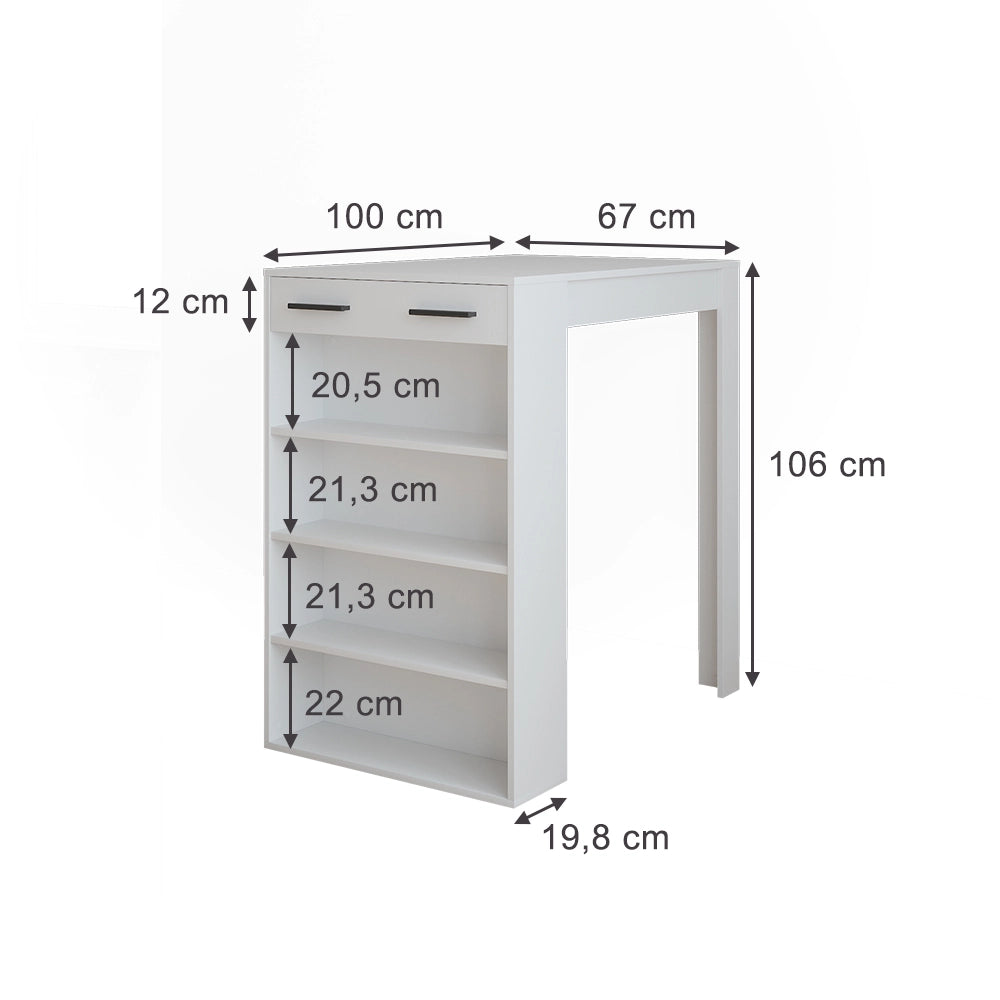 Vicco Tavolo da bar Bianco 67 x 100 cm