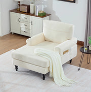 Poltrona 125.5x97x86 cm con seduta ampia e tasche laterali in chenille beige