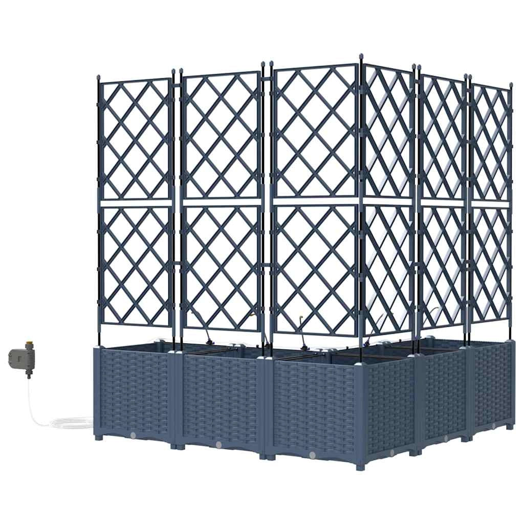 Set di 3 fioriere da giardino per esterni 80 x 80 x 143 cm resistenti moderne acciaio grigio 02_0058562