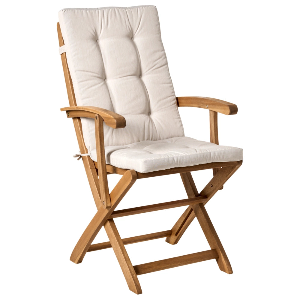 Set da pranzo da giardino con tavolo ovale sedie pieghevoli con cuscini beige chiaro a 8 posti Maui design rustico