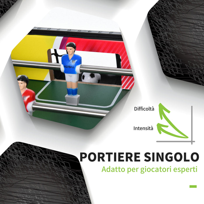 Calcio Balilla 86.5x43.5x63 cm con 2 Tabelloni Segnapunti in Legno Acciaio Inox e Plastica Multicolore