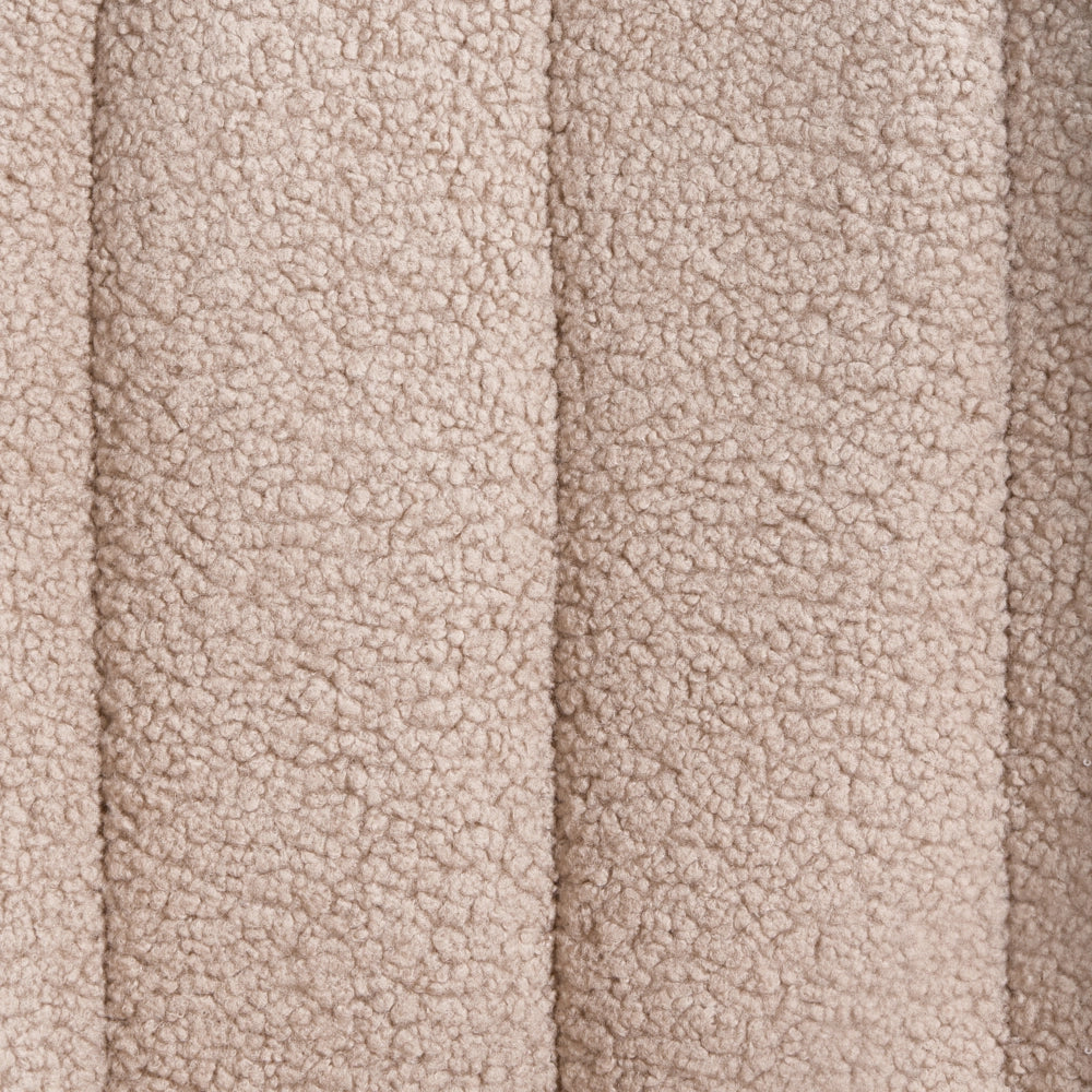 Sedia a dondolo Rivestimento in bouclé beige Teddy Metallo Gambe nere Braccioli Ampio schienale Soggiorno