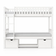 LETTO a castello convertibile 90x200 cm in legno bianco con scala e cassetti