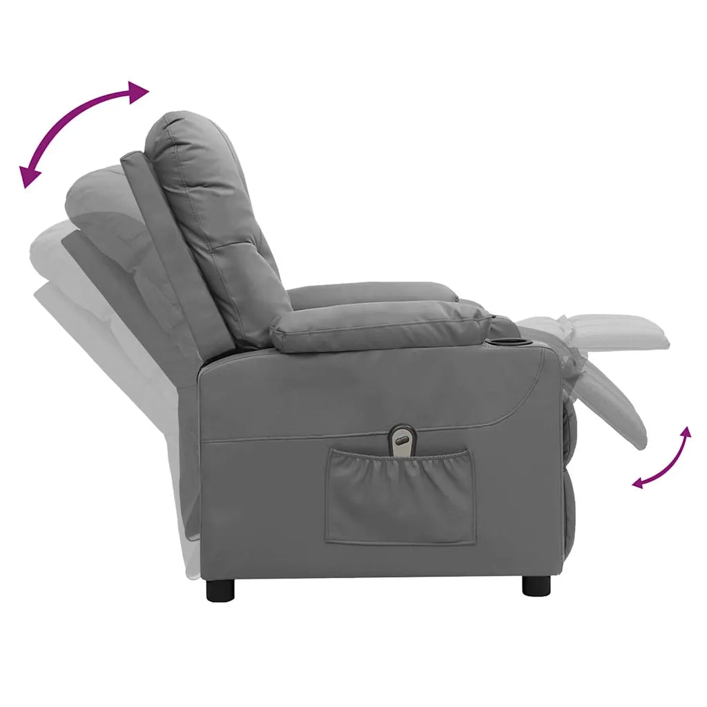 Divano Sedia-Poltrona Reclinabile Elettrica Grigia in Similpelle 361300