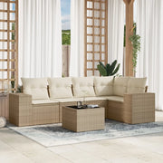 Set Divano da Giardino 6 pz con Cuscini Beige in Polyrattan 3254875