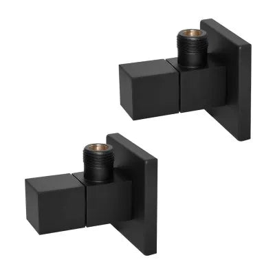 Coppia valvole da arresto quadrate nero opaco attacchi 1/2G x 3/8G