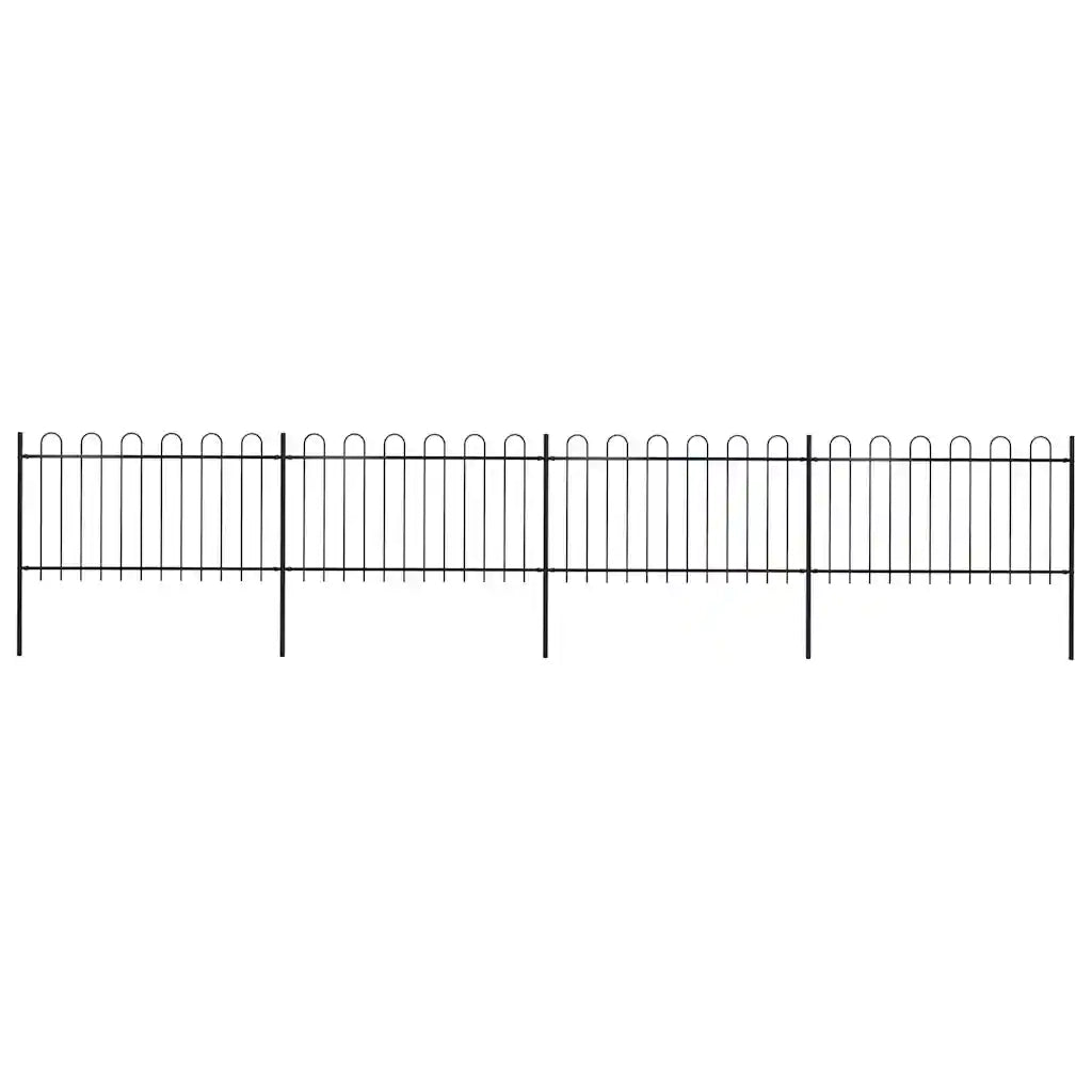 Recinzione da Giardino con Parte Superiore ad Anello in Acciaio 671x100 cm Nero 277659
