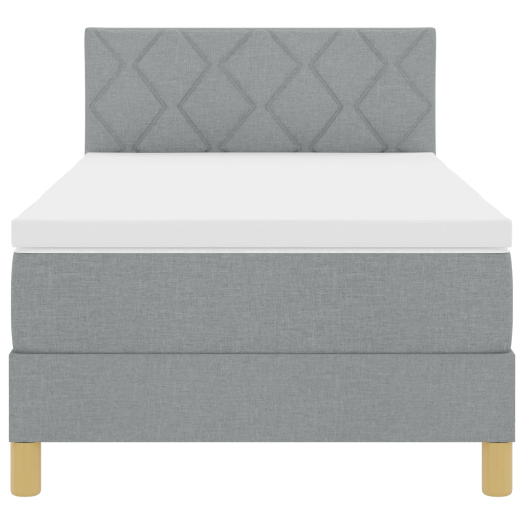 Letto Box Spring con Materasso & LED Grigio Chiaro 90x200 cm Tessuto