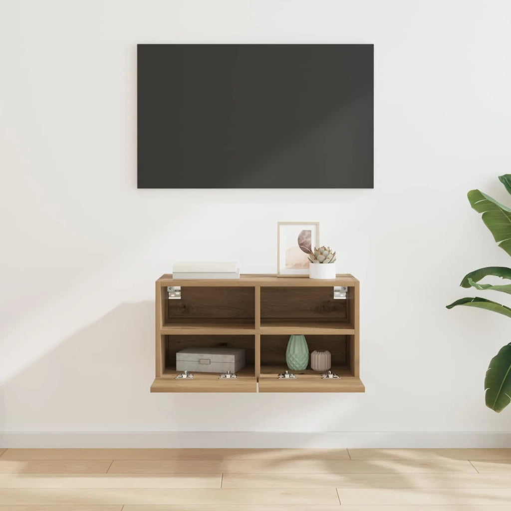 Mobile TV da parete Rovere artigianale 60 x 30 x 30 cm
