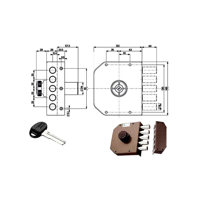 Serratura Sic.Semplice Sx Pompa 30601 Mottura