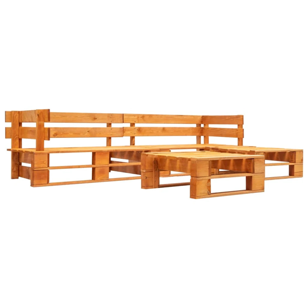 Set di mobili da giardino mobili da esterno set di mobili in pallet da 4 pezzi legno marrone miele 02_0018379