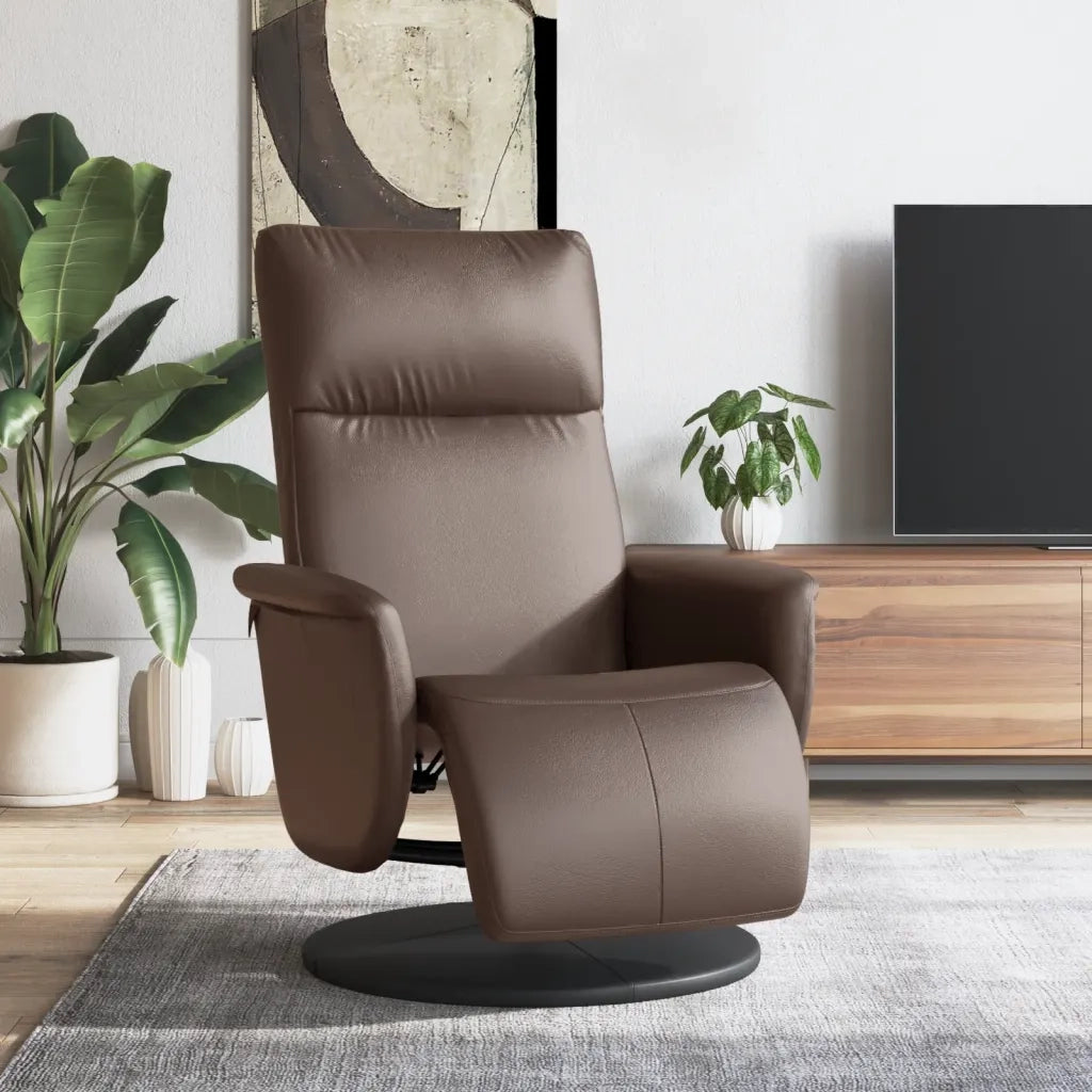 Divano Sedia-Poltrona Reclinabile con Poggiapiedi Marrone in Similpelle 667819