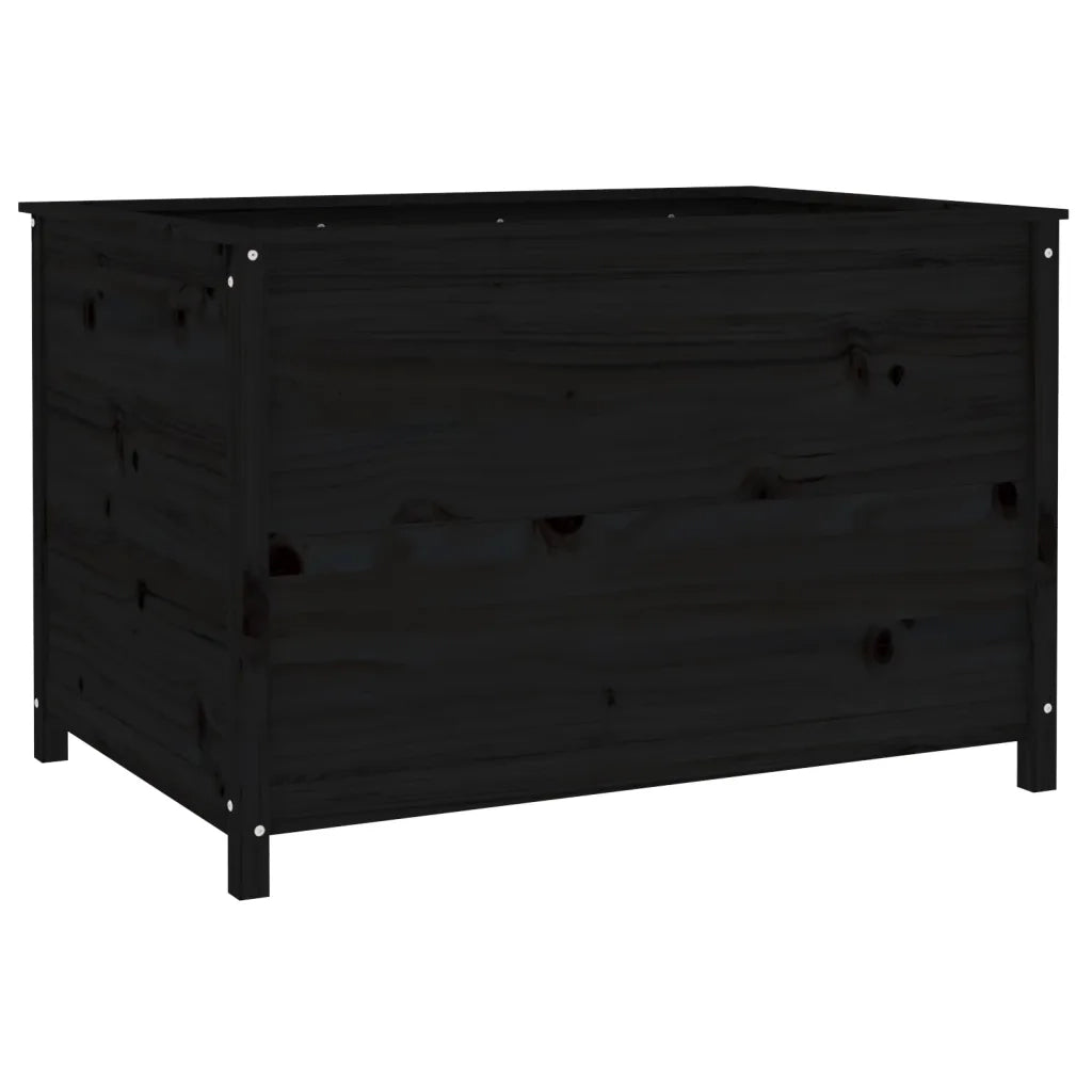 Fioriera Rialzata Giardino Nera 119,5x82,5x78 cm Massello Pino 825314