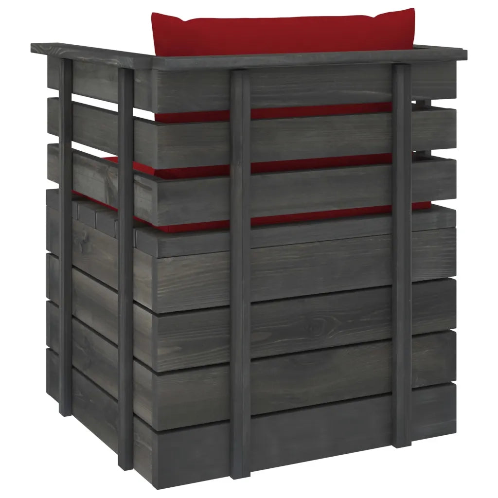Poltrona da Giardino con Cuscini in Legno di Pino cod mxl 74530