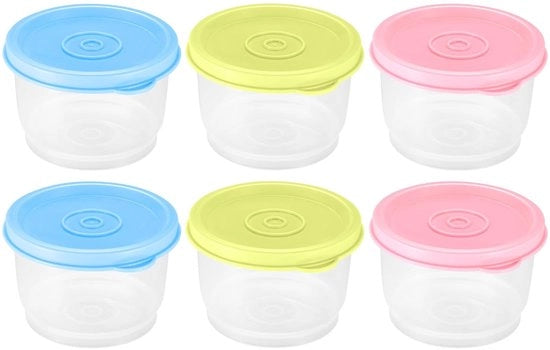 Contenitori alimentari generici con coperchi, 6 contenitori per salse, contenitori per erbe inerte, contenitori per salse, contenitori riciclabili e sovrapposti, adatti per forno a microonde, congelatore e lavastoviglie (160 ml)