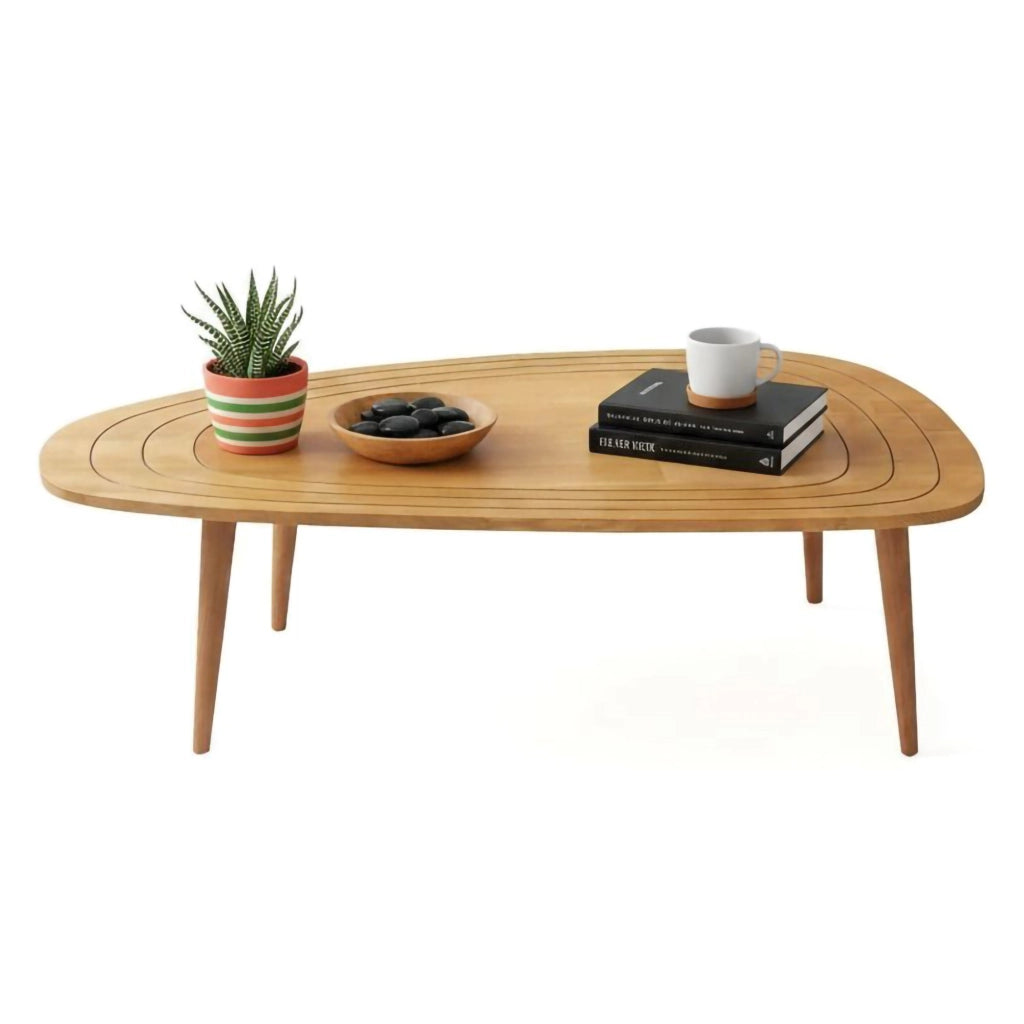 Tavolino da salotto Eugenia, Tavolo basso da caffè, Portariviste per divano, Ripiano da soggiorno, 115x50h38 cm, Rovere