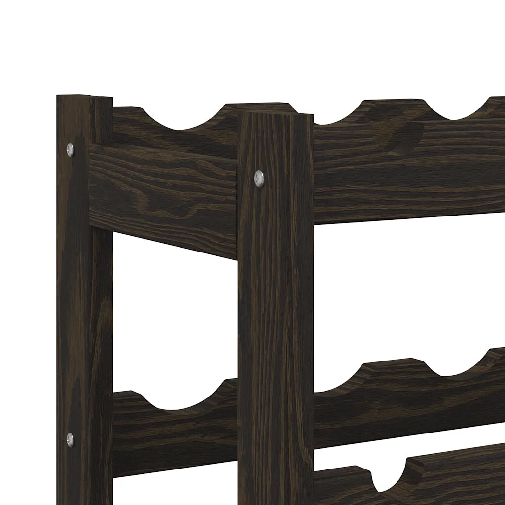 Portabottiglie per 16 Bottiglie Nero Legno Massello di Pino CFW1861468