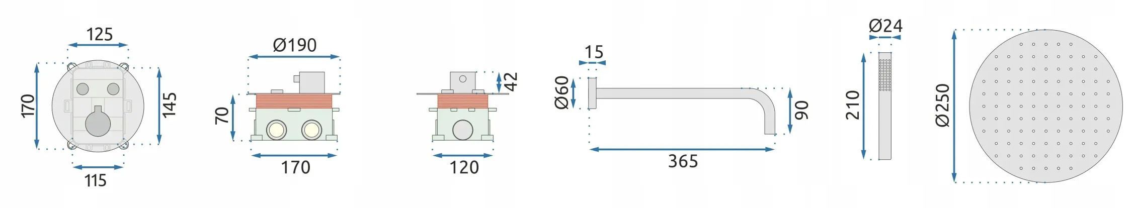 Set Doccia Da Incasso Rea Lungo Titan + Box
