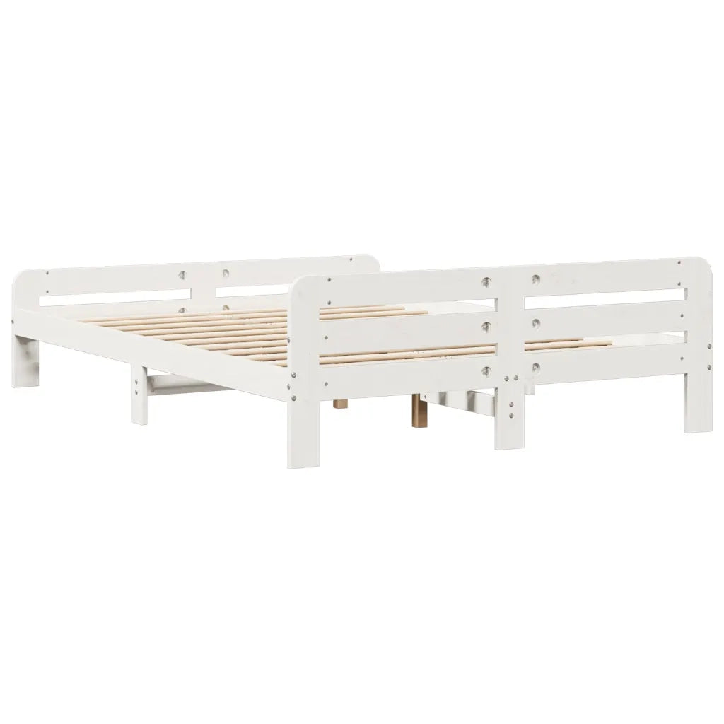 Letto senza Materasso-Struttura Letto Bianco 150x200 cm Legno Massello di Pino 527133